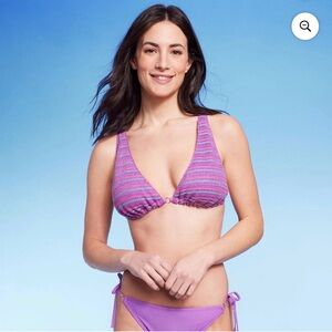 NWT Shade & Shore Women's Crochet Triangle Bikini Top Size Medium